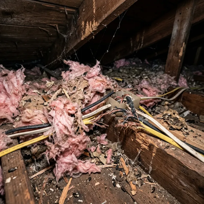 Contaminated ceiling insulation being assessed in a Donnybrook roof space